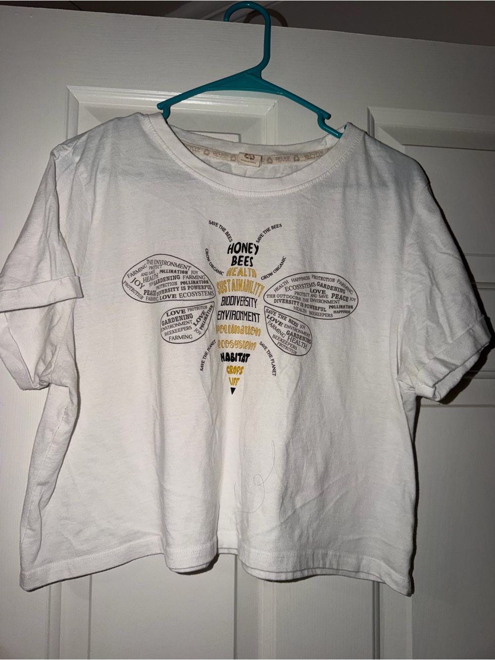 Crop White Honey Bee Graphic Tee
